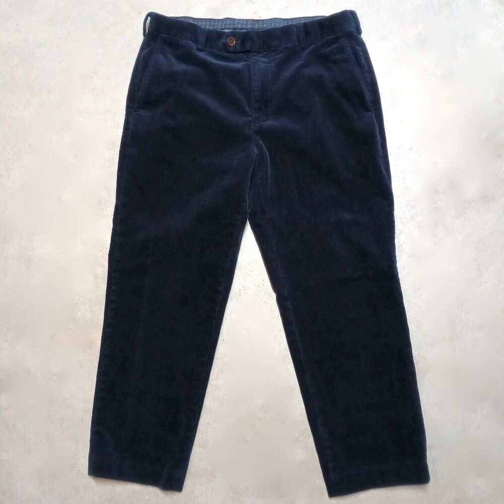Brooks Brothers Corduroy Pants Mens 34x27 Navy Blue Chino Khakis HEMMED